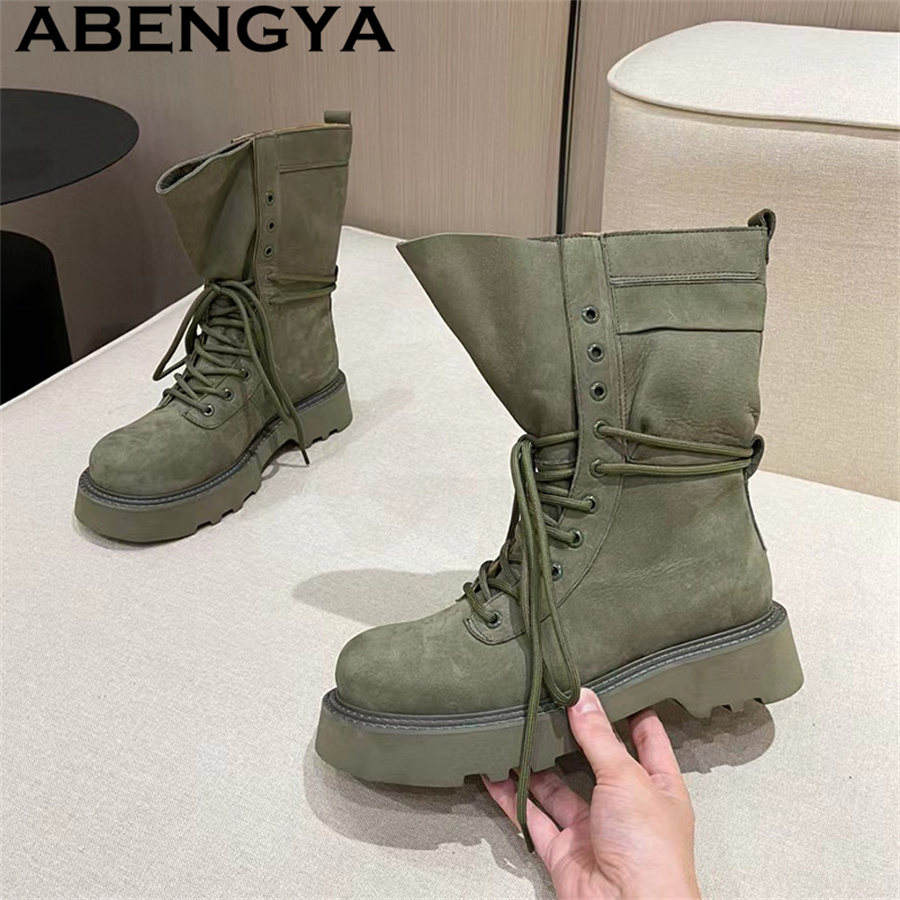 Ethnic Fashion Week - Bağcıklı Yüksek Bilekli Punk Botlar Kadın