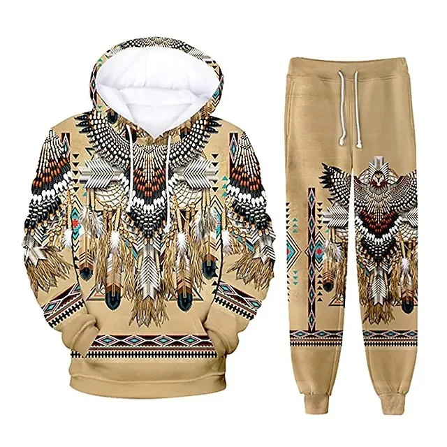 Fashion Ethnic Indian Clothing - Hint Etnik Stili 3D Baskılı Kapüşonlu