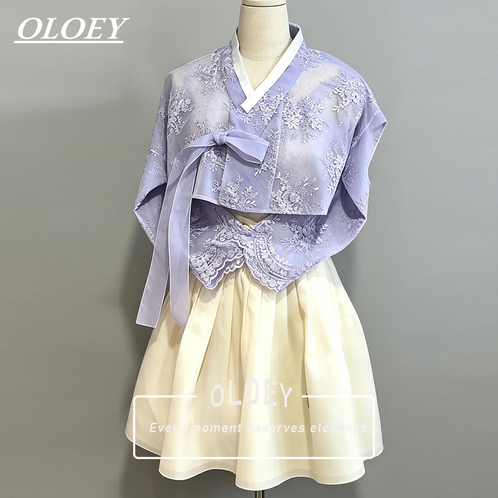 Hanbok Modern Set - OLOEY Zarif Mor Sarı 2 Parça