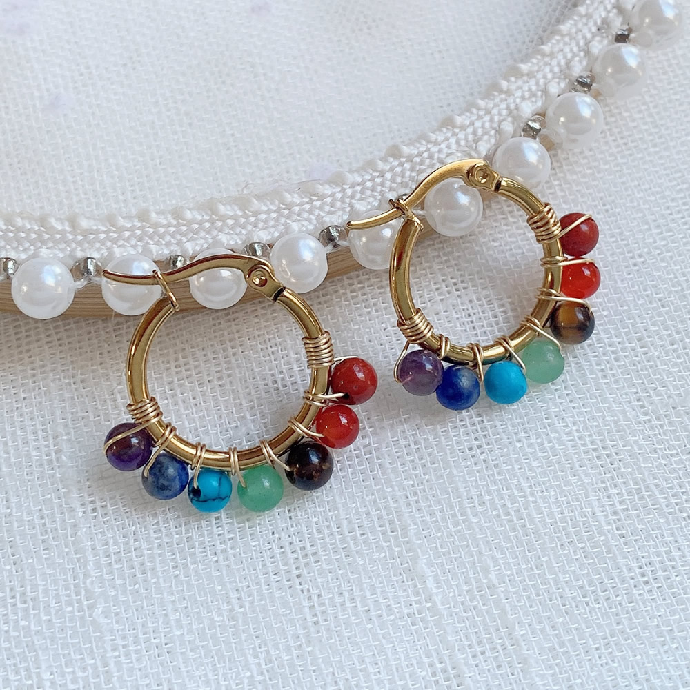 7 çakra doğal taş küpe kadınla - Aura Ethnic Fashion incelemesi ve fiyatı